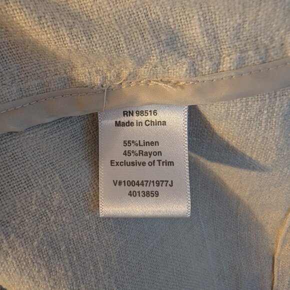 Beige Linen Blend Quarter Sleeve Blazer with Hook and Eye Clasps - Women's Sz 10 - Picture 11 of 11